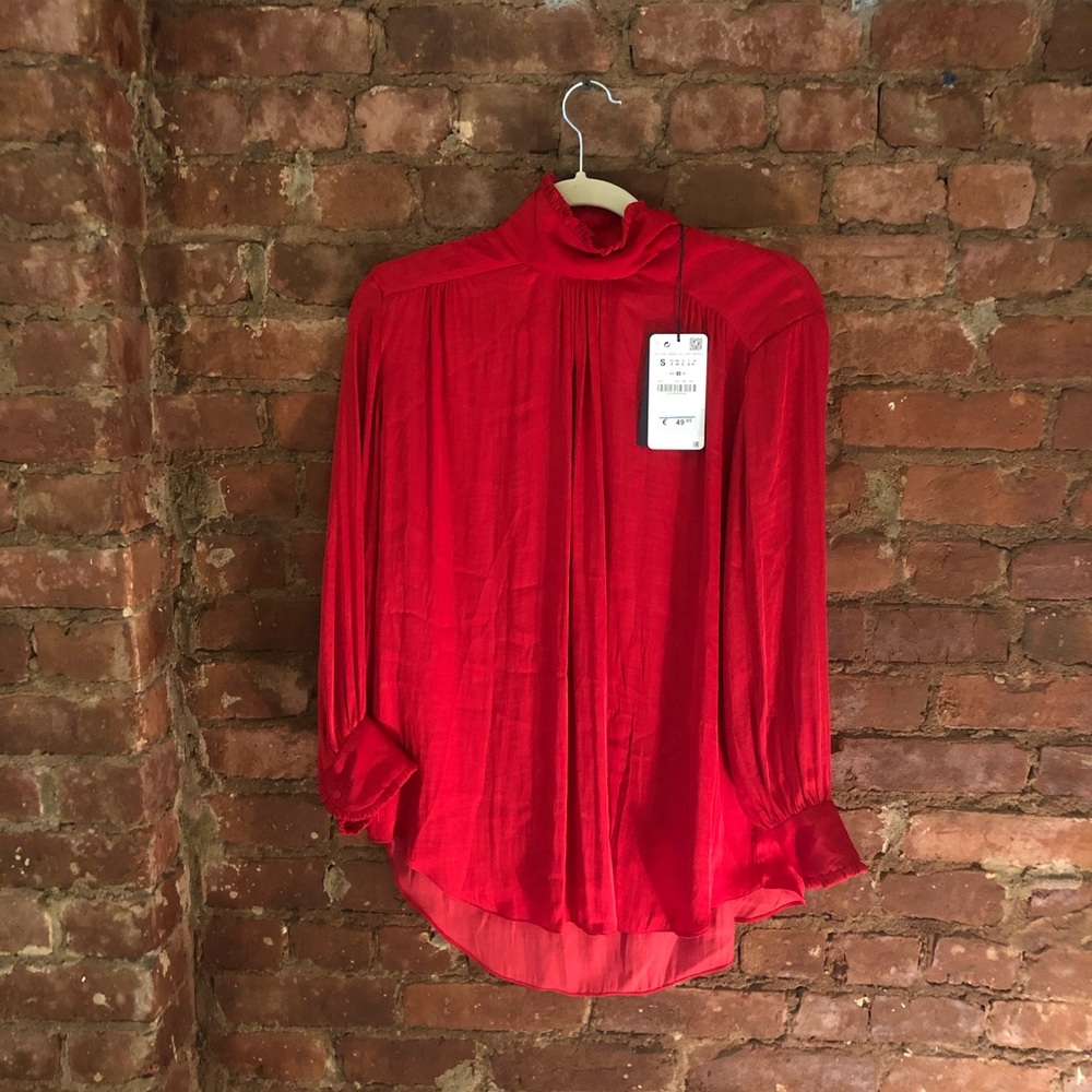 Zara silk red blouse